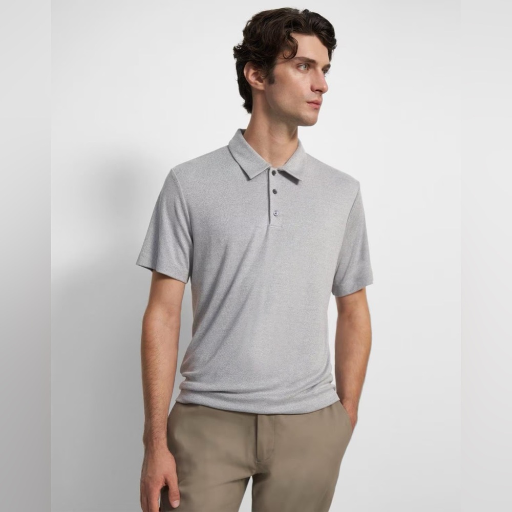 Theory Bron Polo Shirt in Grey Multi. NWT